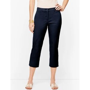 Talbots Perfect Skimmer Pants Navy Blue Cropped Chino Trousers Womens 14